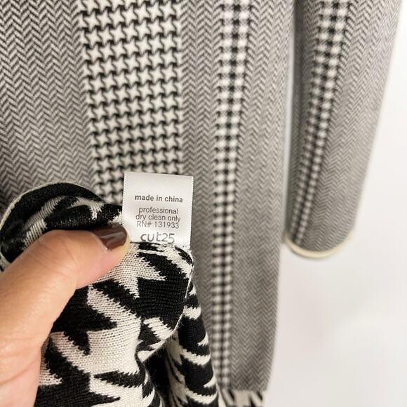 Cut25 by Yigal Azrouel M Black Cream Houndstooth Herringbone Sweater Dress Wool - Picture 10 of 10